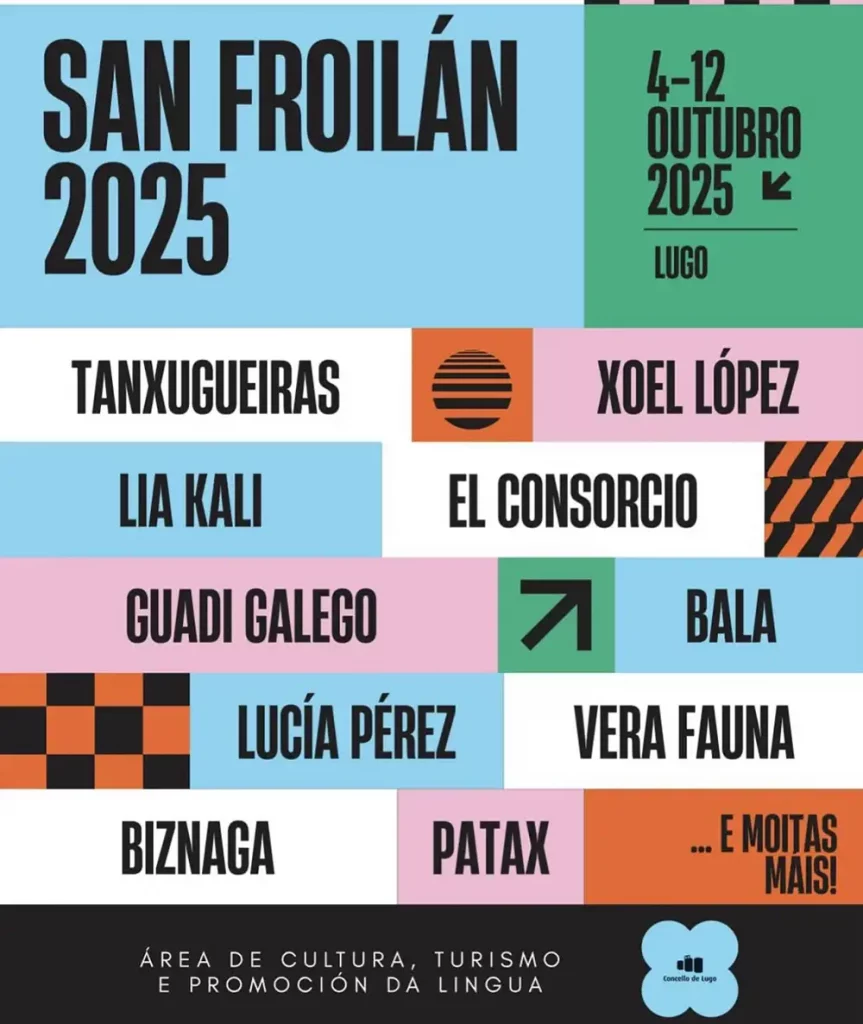 Cartel del festival San Froilán 2025 en Lugo, que se celebrará del 4 al 12 de octubre.